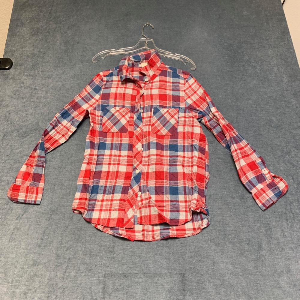 Levi's Flannel Shirt Womens Small Multicolor Plaid Formal Chest Pocket Button Up